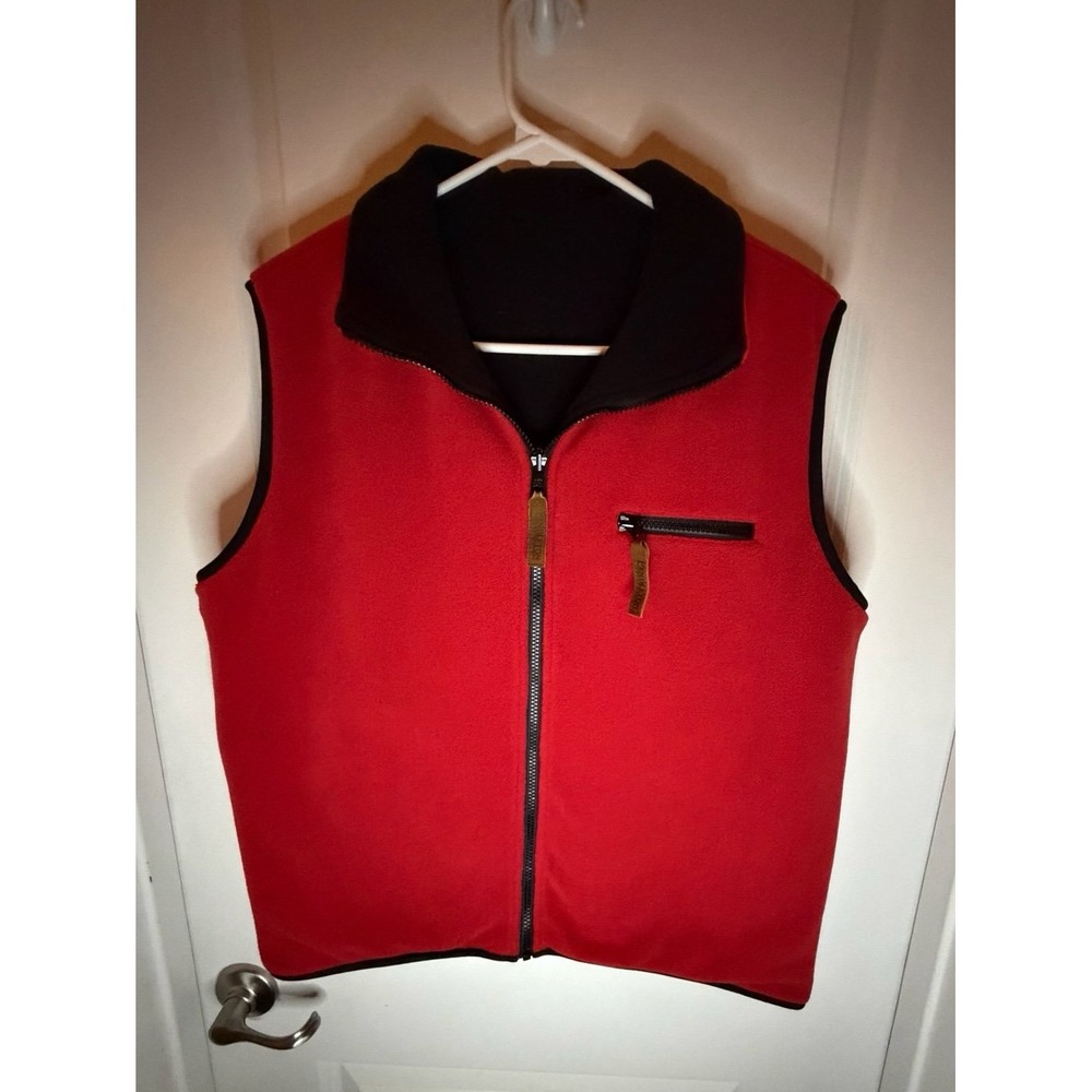 Vintage Pendleton Originals Reversible Red Black Soft‎ Fleece Vest Sz Mens Large